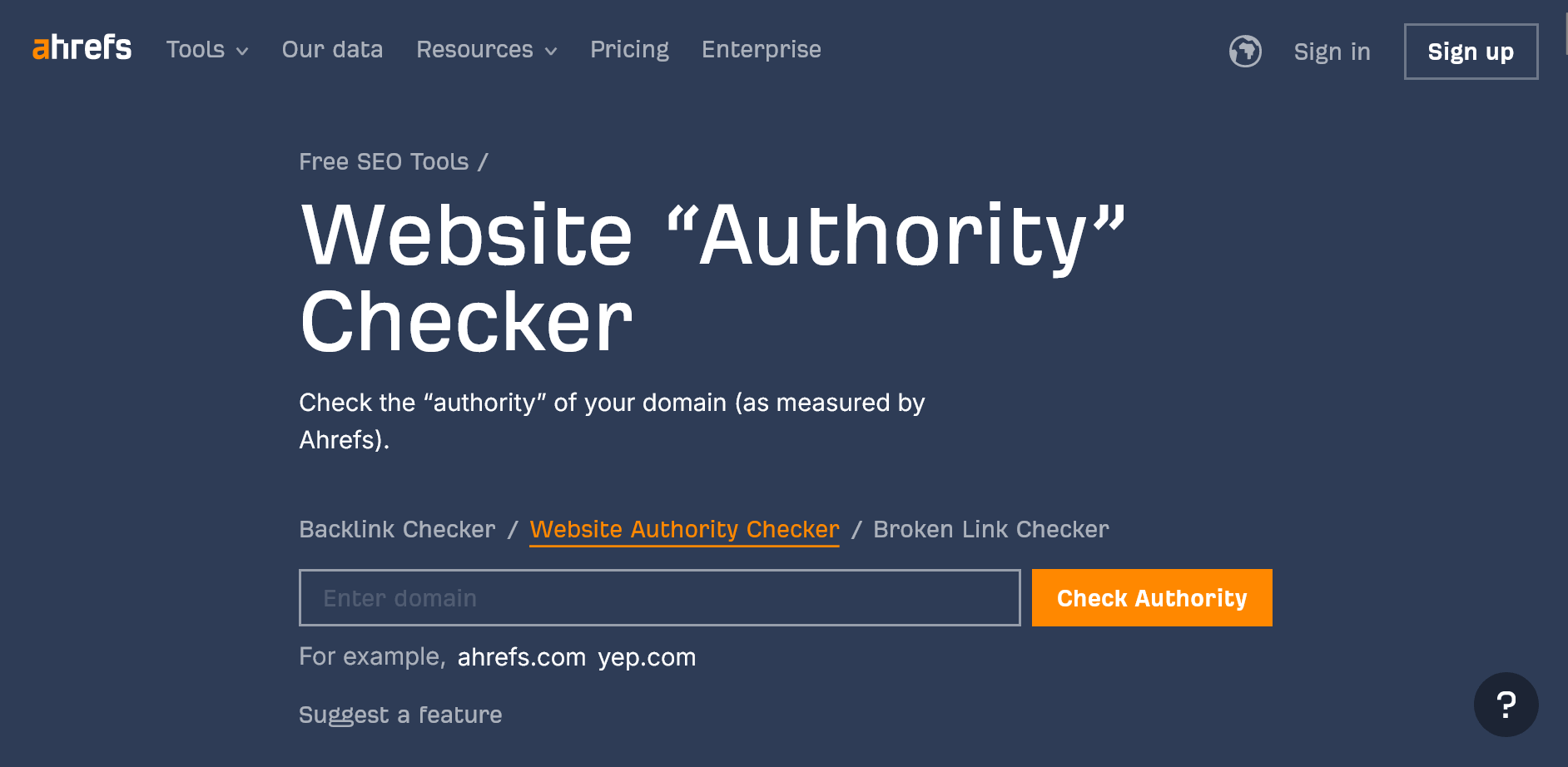 Ahrefs Website Authority Checker