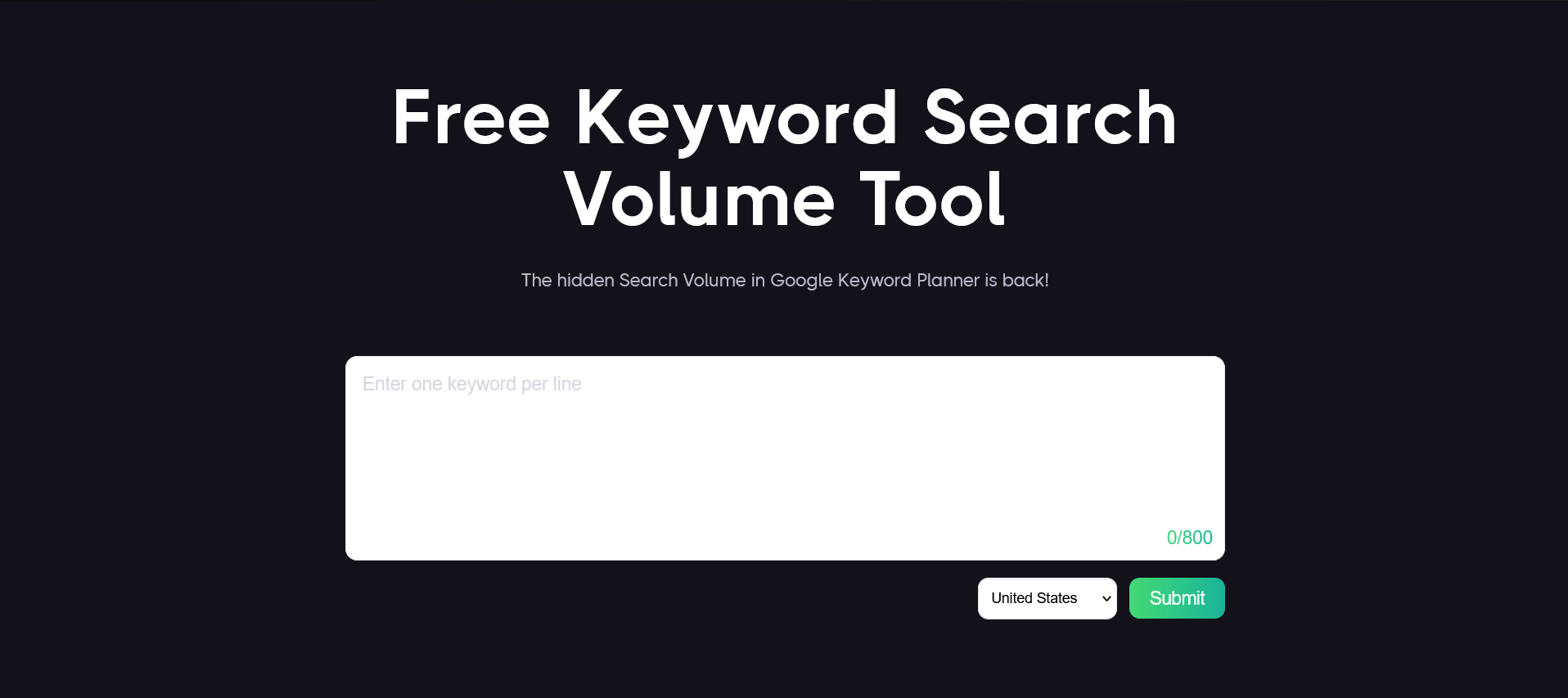 Free Keyword Search Volume